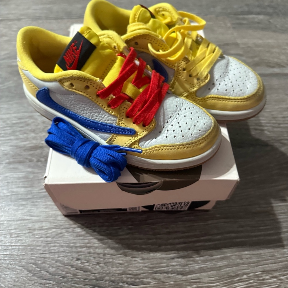 Nike Air Jordan 1 Retro Low OG  Travis Scott Canary DZ5909-700 PS Kids Sz 11.5 C